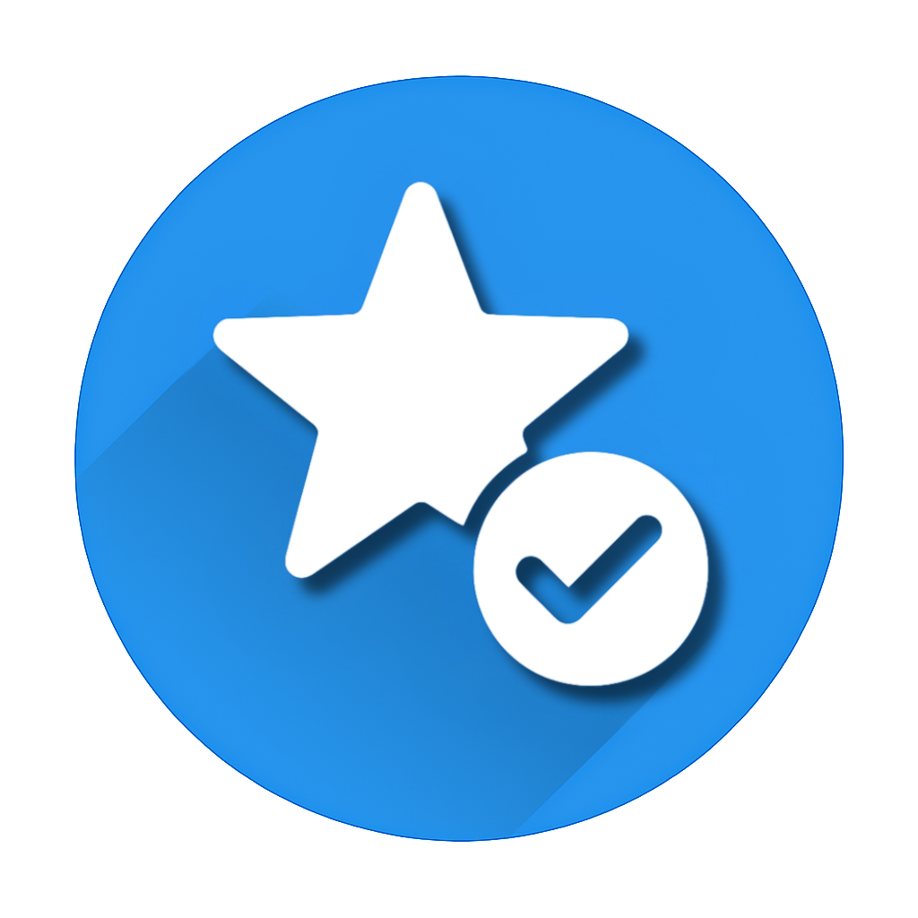 Lifetime dental check-up icon with star and tick symbol